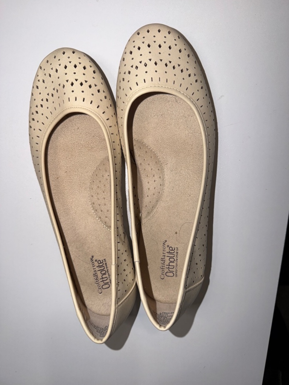 croft & barrow Cream Perforated Ballet Flats